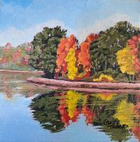 October Morning Plein Air at Rankin Lake by Candy Thomas