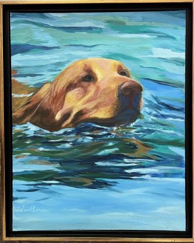 Lake Lab Swimming Home by Susanne Hawthorrne