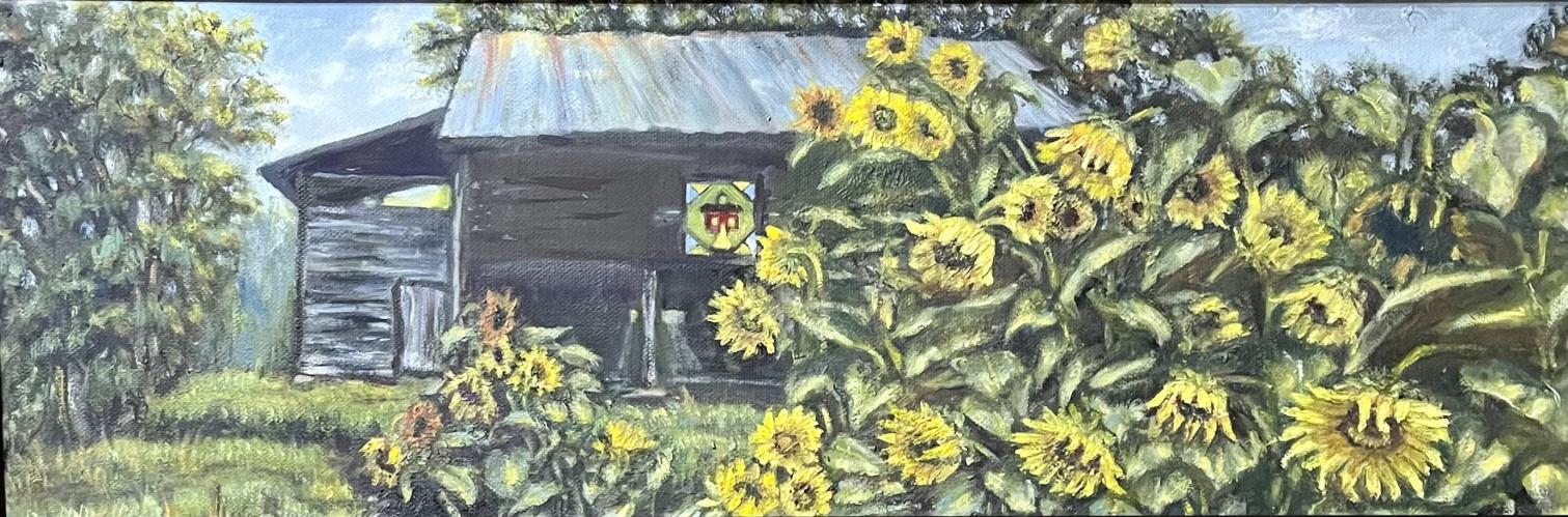 Steve's Sunflowers at the Barn by Dunja Earley